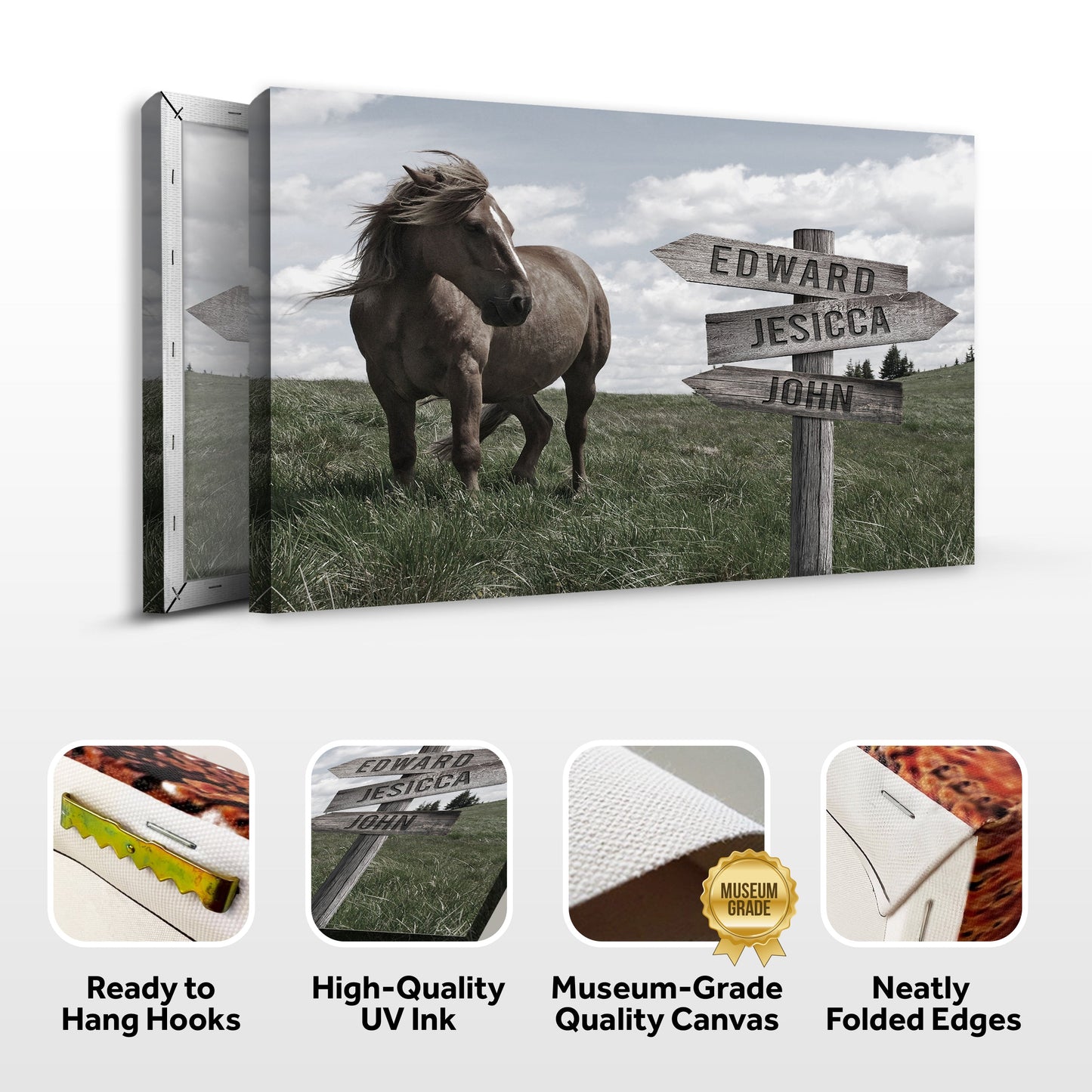Classic Horse Family Name Sign