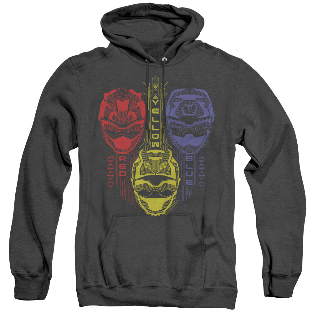 Power Rangers Red Yellow Blue Heather Mens Hoodie Black Officially Licensed