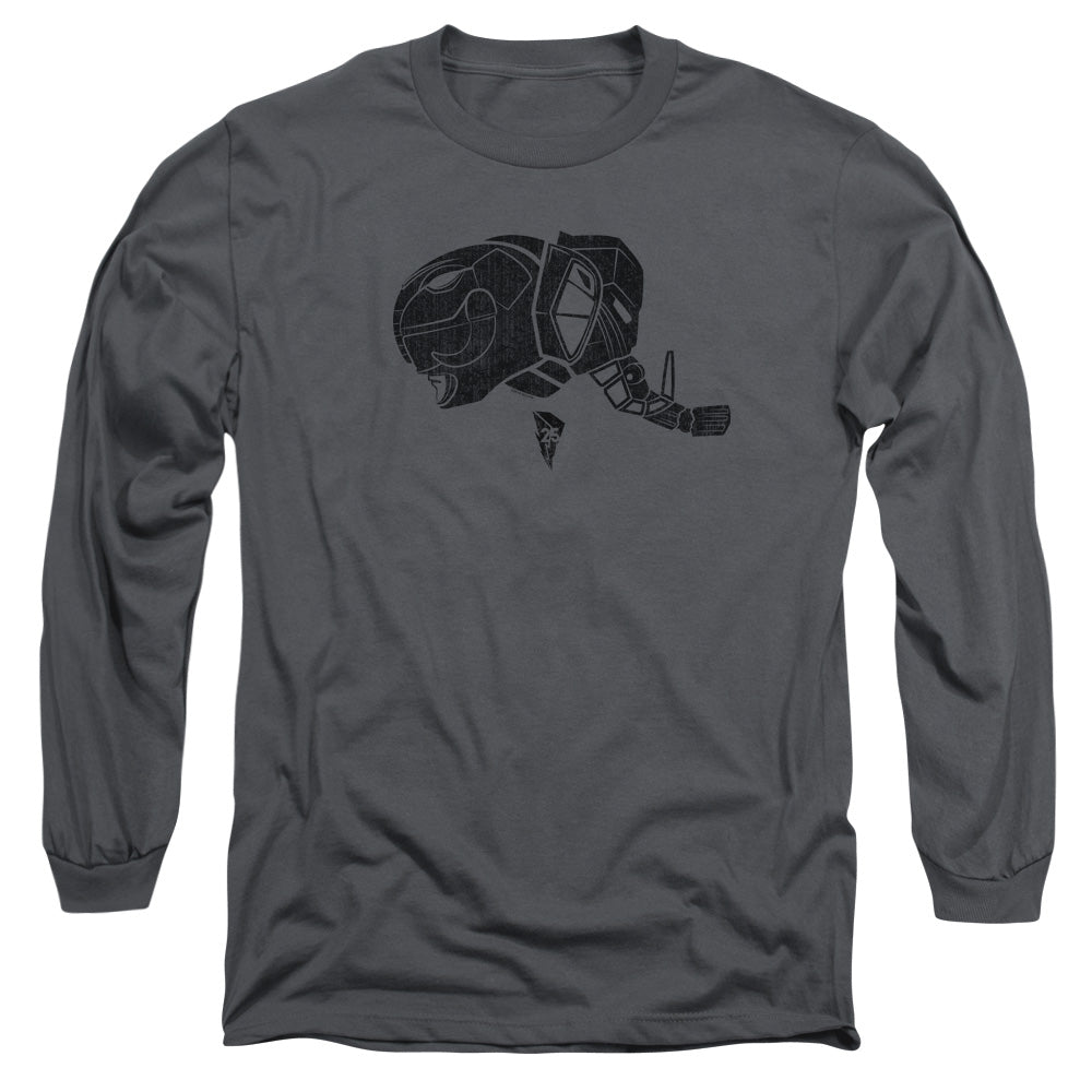 Power Rangers Black Mens Long Sleeve Shirt Charcoal Officially Licensed