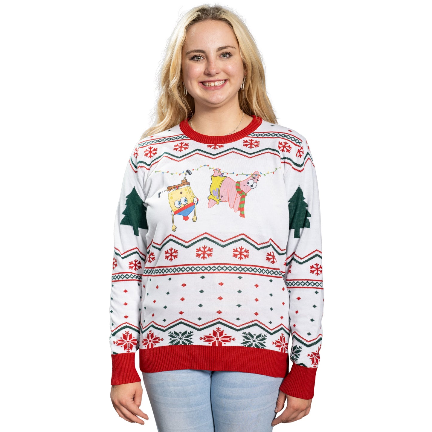 Hanging Lights SpongeBob and Patrick Christmas Sweater