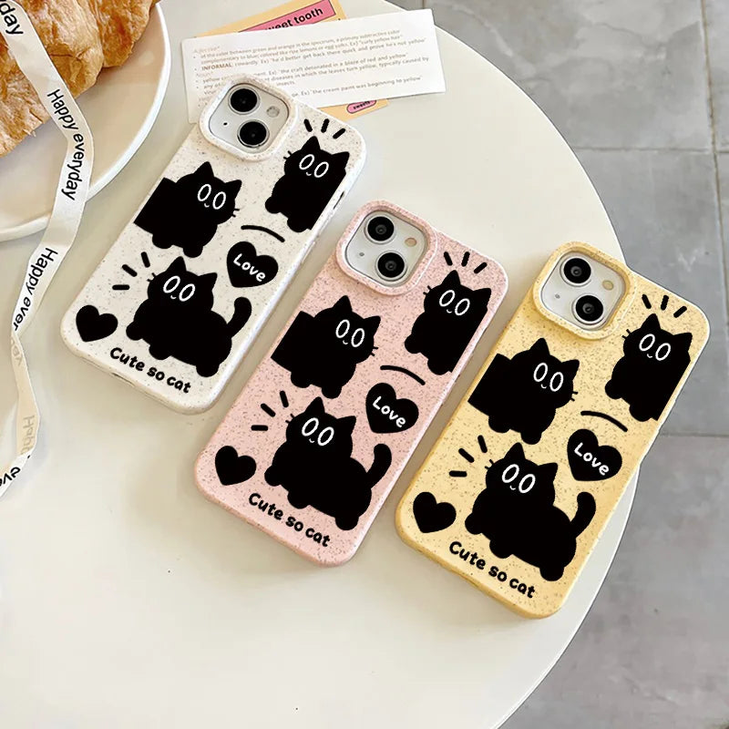 Cartoon Black Cat Phone Case