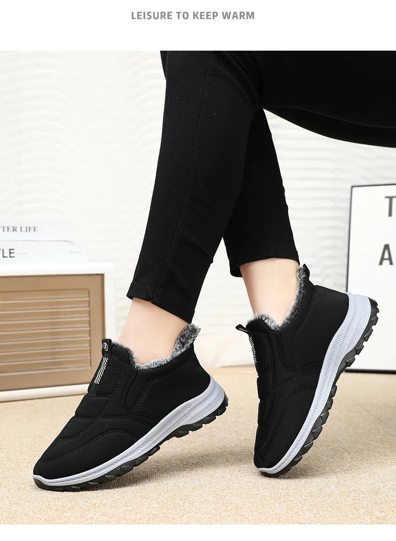 Winter Women Boots Outdoor Snow Boots Warm Lightweight Cotton Boot Non-slip Hiking Walking Shoes Fur Comfortable Women Ankle Boo
