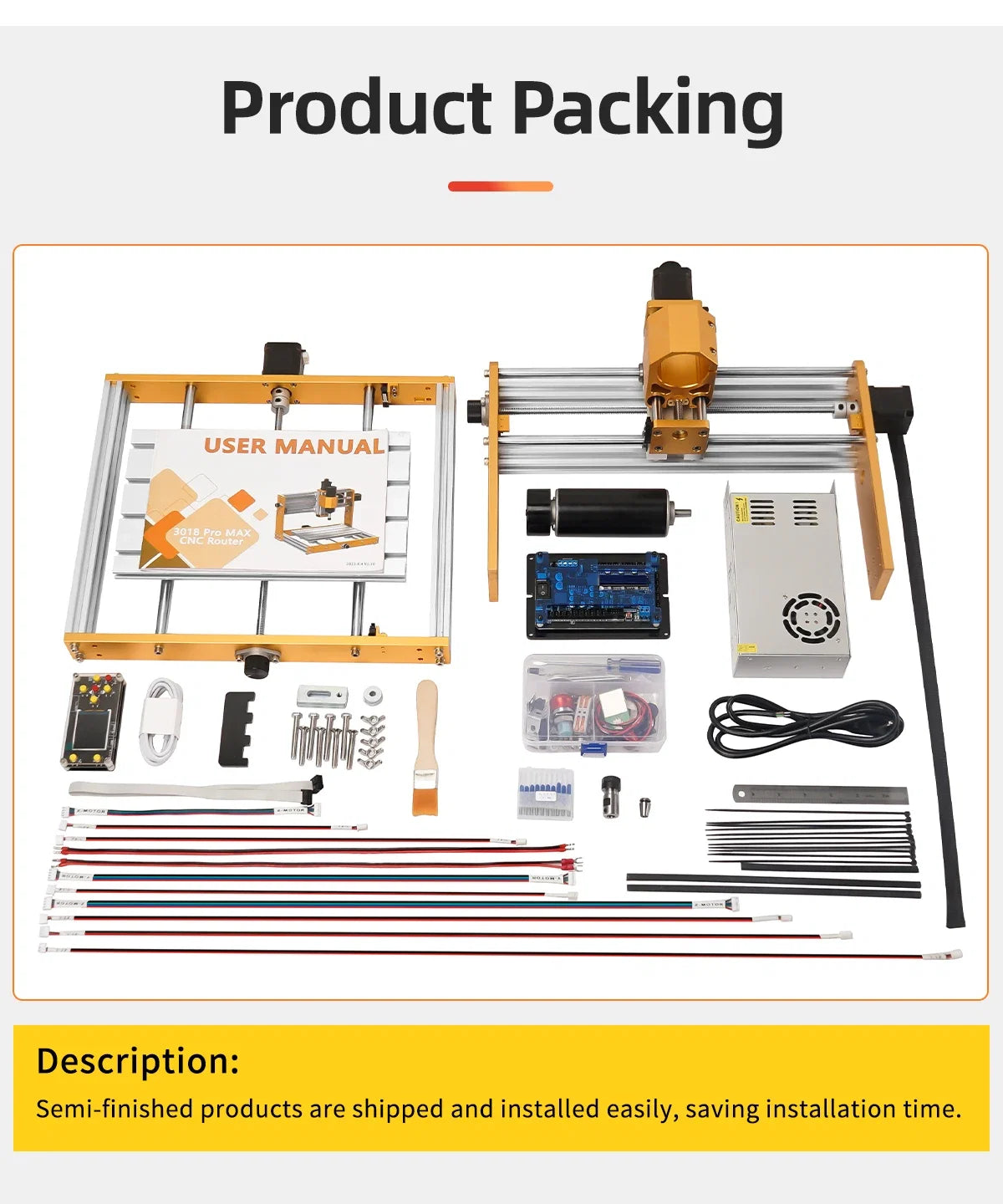 CNC Router Machine 3018Pro Max 500W, GRBL Offline ControlAll Aluminum Frame CNC Milling Machine for Wood Metal Carving Cutting