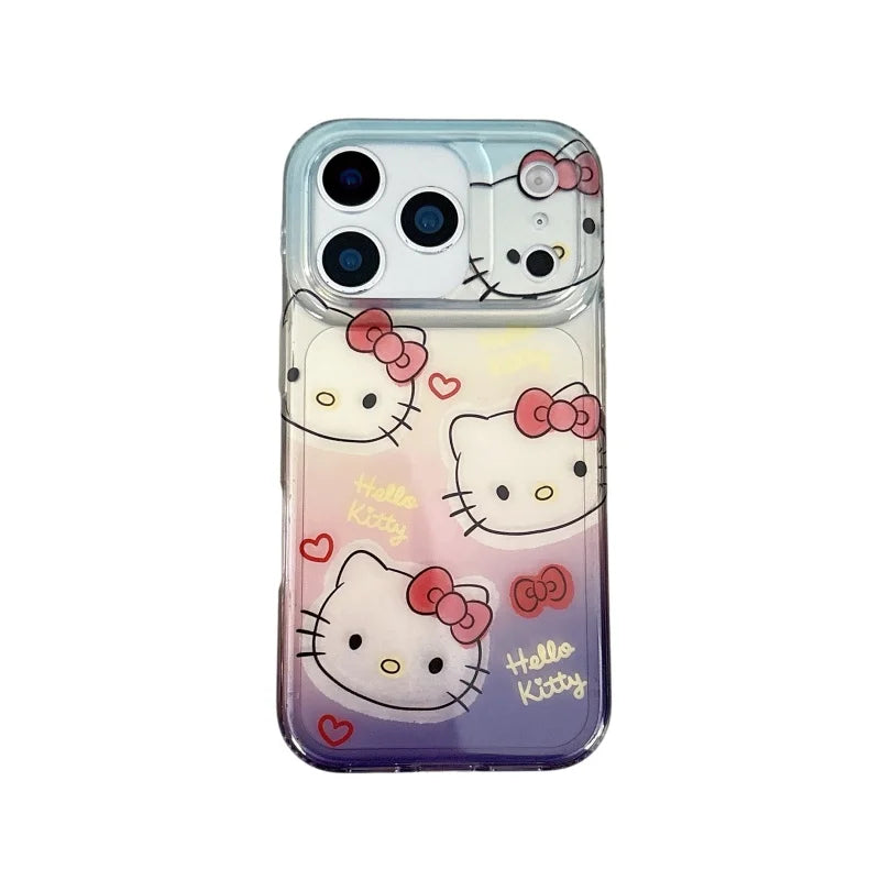 Cute Gradient Cartoon Love Hello Kitty Cat Phone Case For iPhone