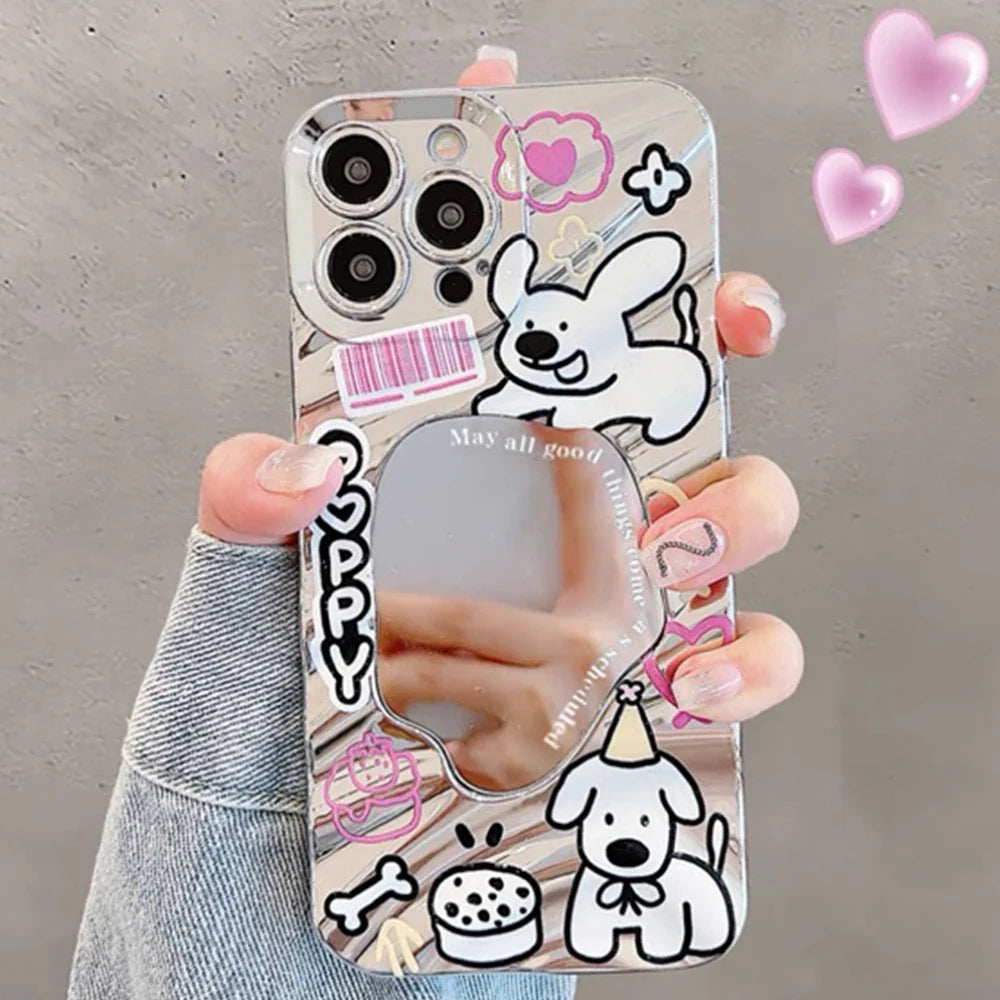 Aesthetic Butterfly Cover Wavy Pattern Mirror Phone Case