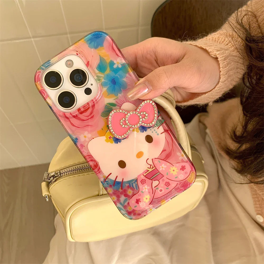 Hello Kitty Pink Diamond Bow Cute Flower Phone Case