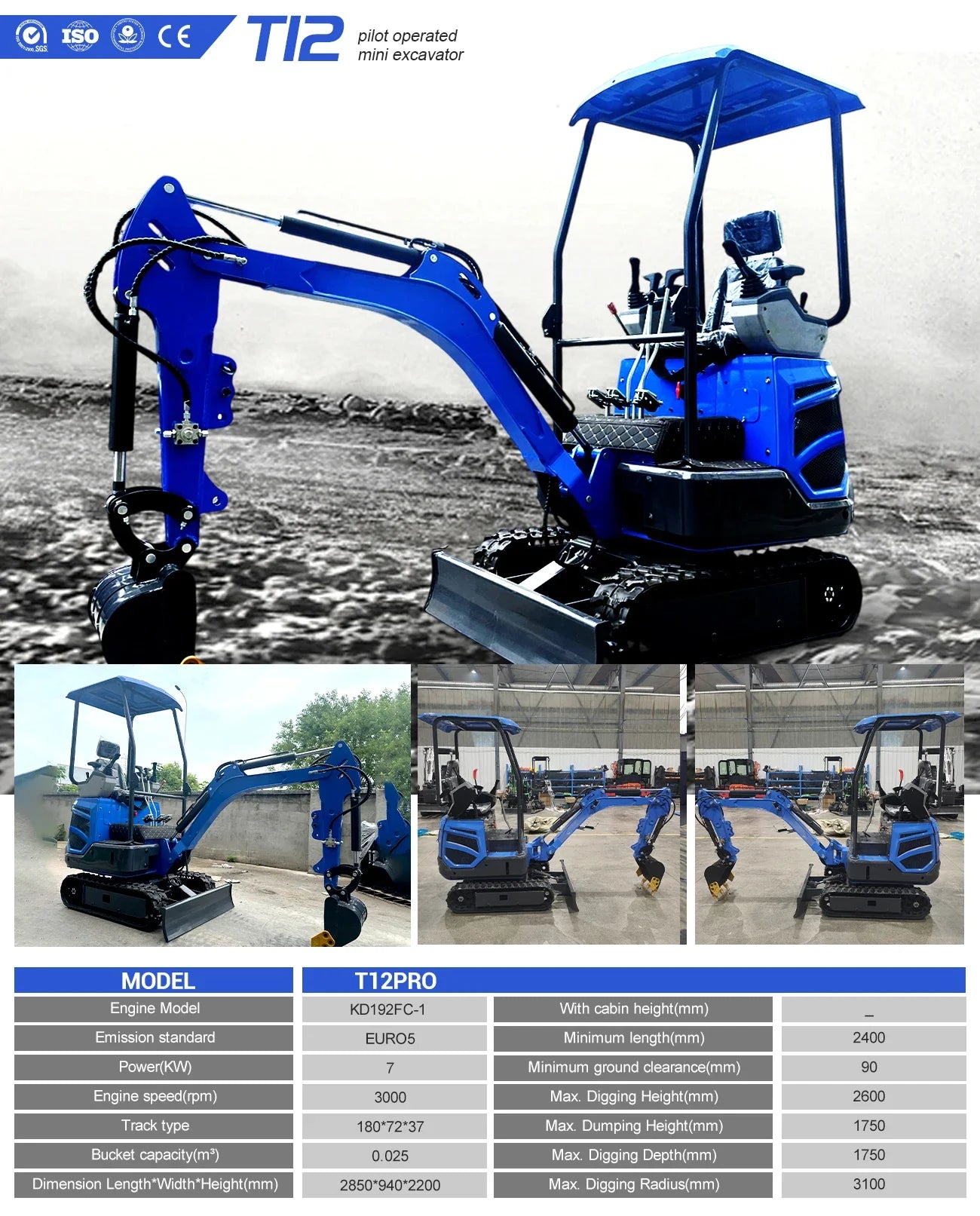 Hot sale 1.8 Ton Mini Excavator Minibagger Kubota Engine Digger Excavator Mini Pelle Chinese Cheap Small Excavator Machine