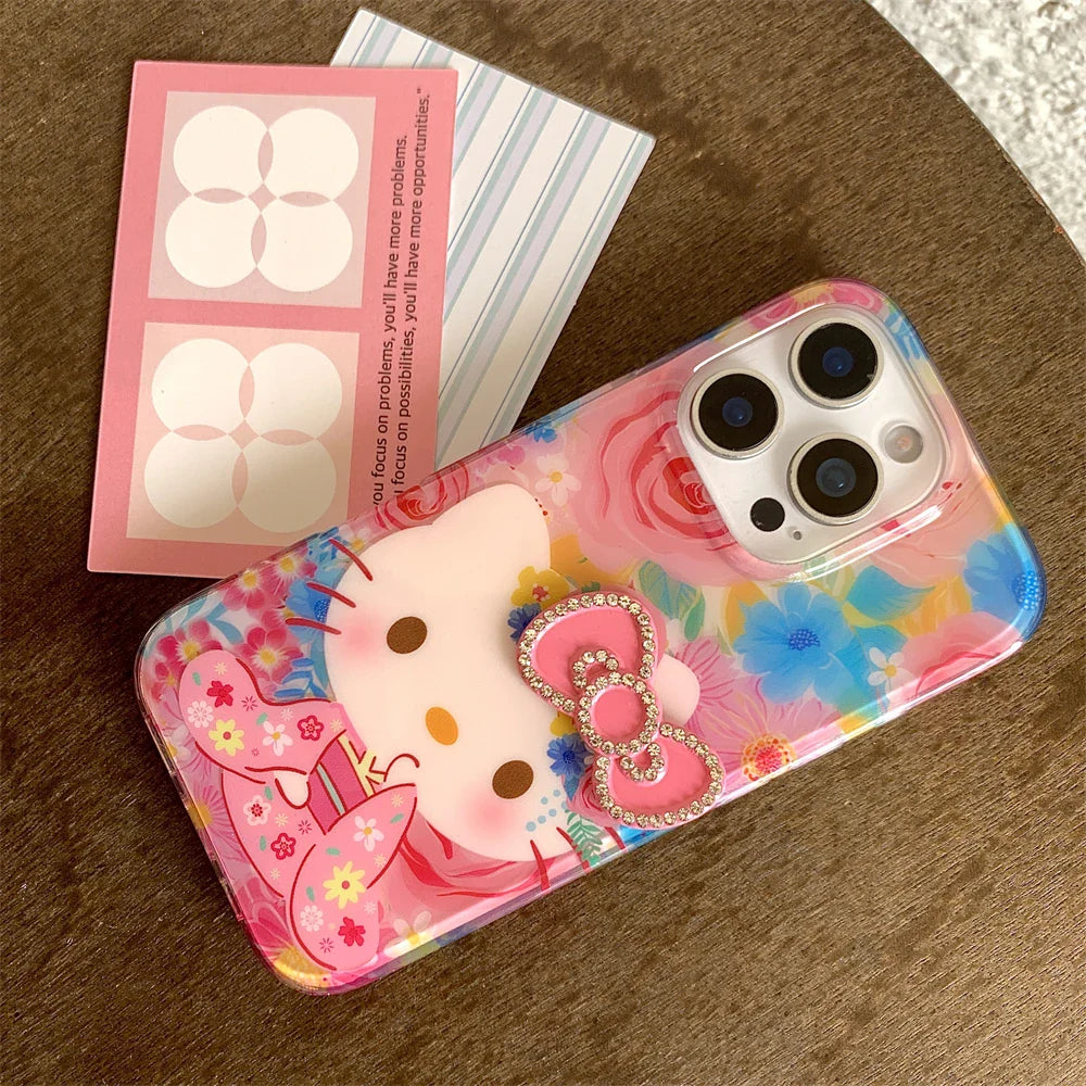 Hello Kitty Pink Diamond Bow Cute Flower Phone Case