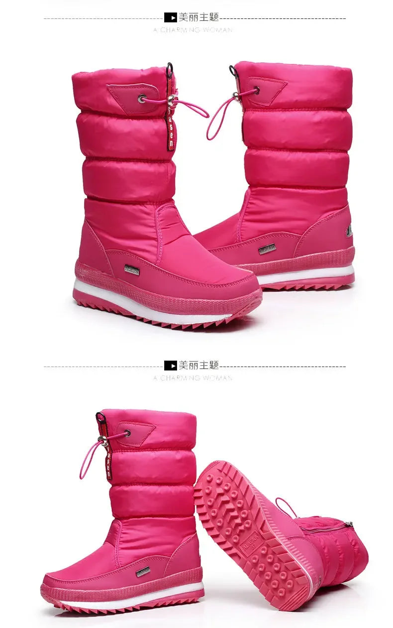 Winter Boots for Women Fashion Thick Plush Waterproof Non-slip Boots Couple Winter Shoes High Quality Warm Fur Boots New Zapatos