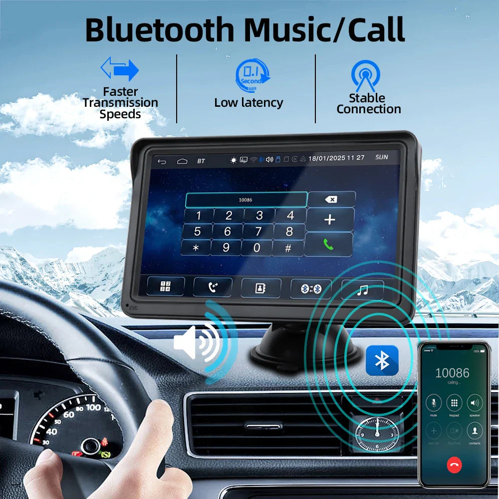 Car Radio Wireless CarPlay Android Auto Multimedia Video Player 7inch Portable Touch Screen With USB AUX For Rear View Camera