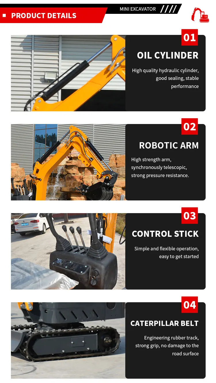 Mini Excavator 1.2 Ton New Crawler Excavator With Attachment Mini Digger Multifunctional Mini Small Excavator 1 Ton 1200kg