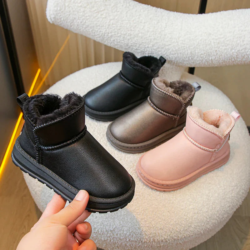 2025 Winter Children Snow Boots for Boys Girls Fashion Warm Thick Plush Ankle Boots Anti-skid Kids Boots Classic Rubber Shoes