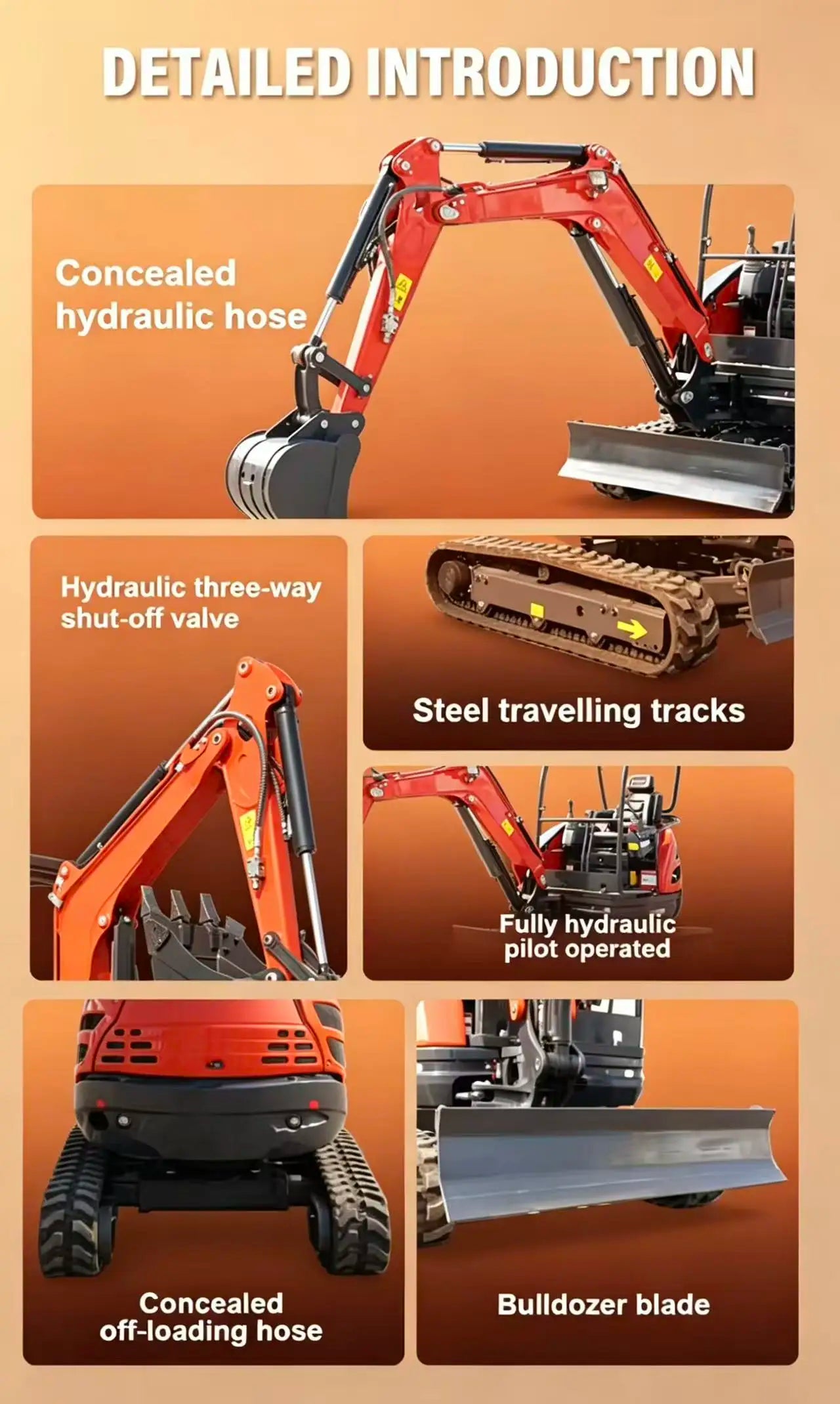 Mini Excavator 2 ton 2.5 ton Free Shipping CE Mini Bagger Mini Digger Kubota Engine Customized Crawler Farm Excavators Garden