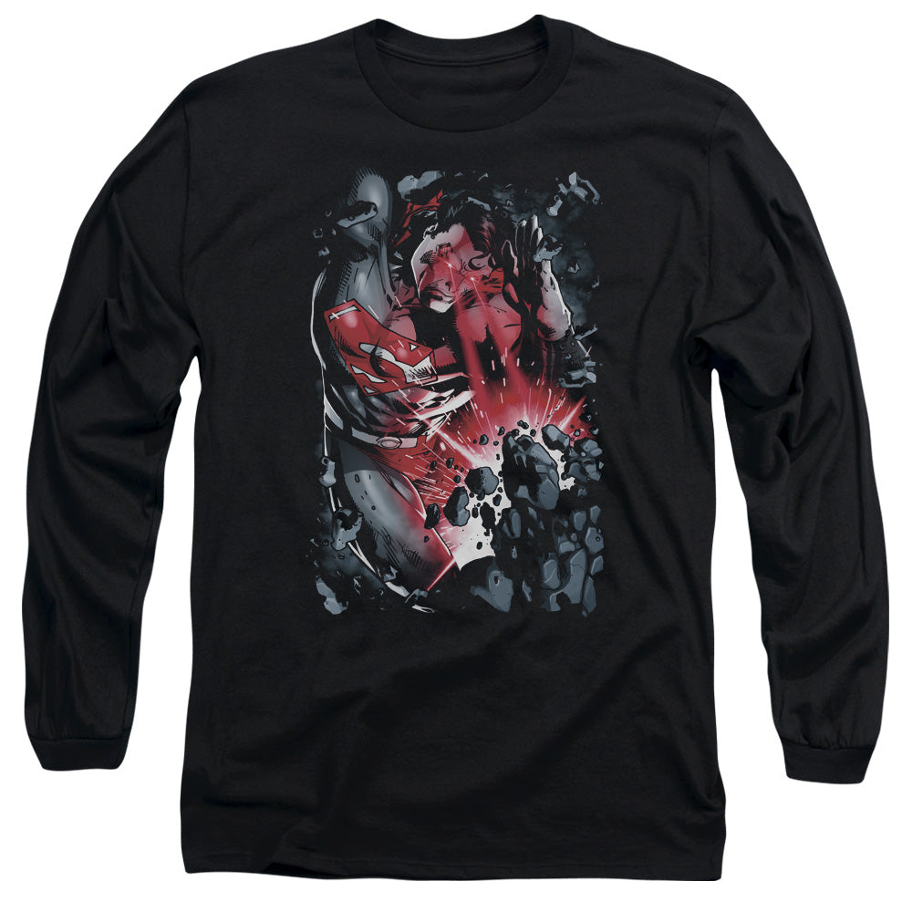 Superman Heat Blast Mens Long Sleeve Shirt Black Officially Licensed