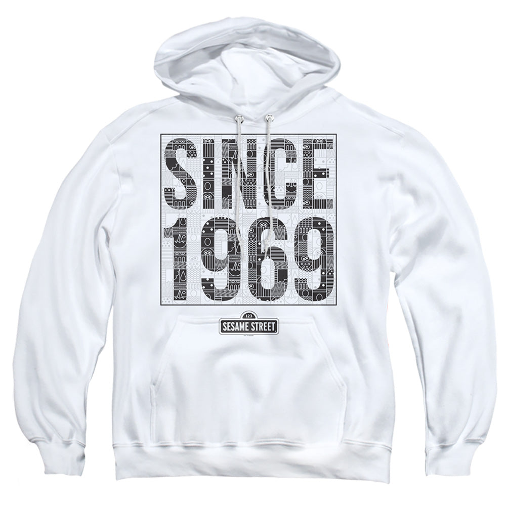 Sesame Street Since 1969 Pattern Mens Hoodie White Officially Licensed