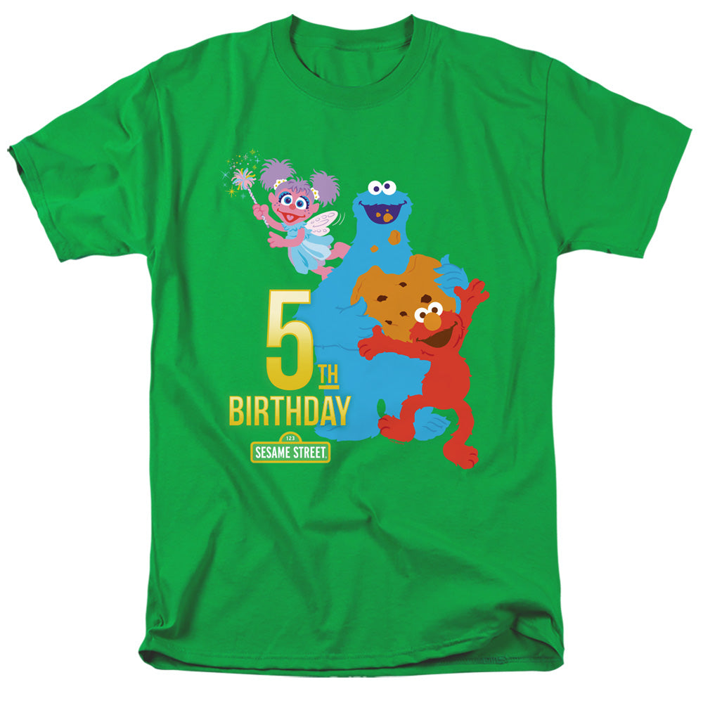 Sesame Street 5Th Birthday Mens T Shirt Kelly Green Officially Licensed