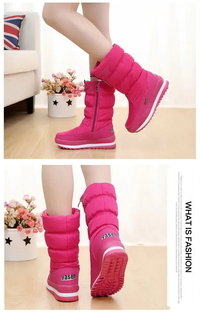 Winter Boots for Women Fashion Thick Plush Waterproof Non-slip Boots Couple Winter Shoes High Quality Warm Fur Boots New Zapatos