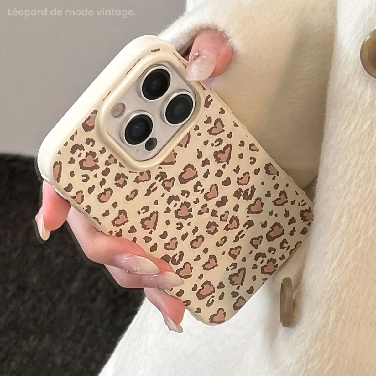 Stylish Retro Leopard Print Love Heart Soft Phone Case For iPhone