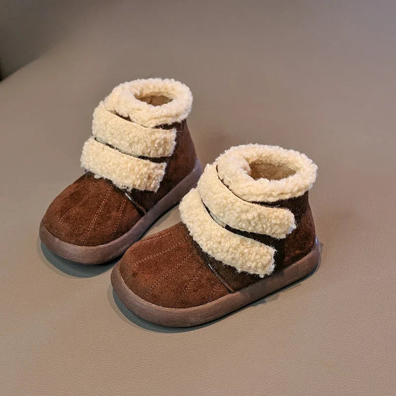 Children's Winter Boots for Girls New Warm Kids Fashion Plush Boots Ankle Versatile Outdoor Causal Toddlers Cotton Boots Soft