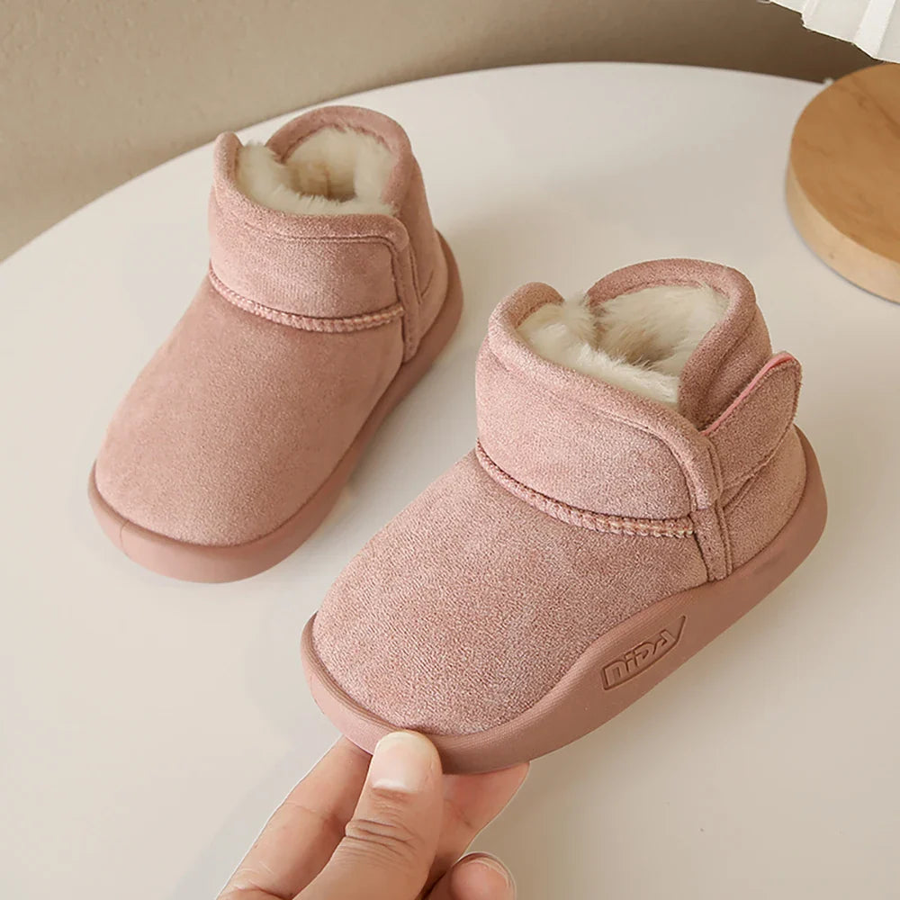 Winter Snow Boots For Children PU Leather Waterproof Kid's Plush Boots Thick Warm Cotton Shoes For Kids Boy's Girl's Warm Boots