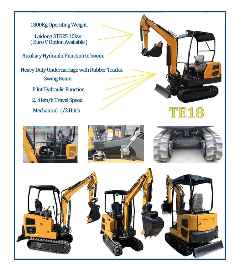 Mini Excavator 3.5 Ton EPA Farm Used New Crawler Digger Kubota Engine Small Excavators 1-3 Ton Machine Prices