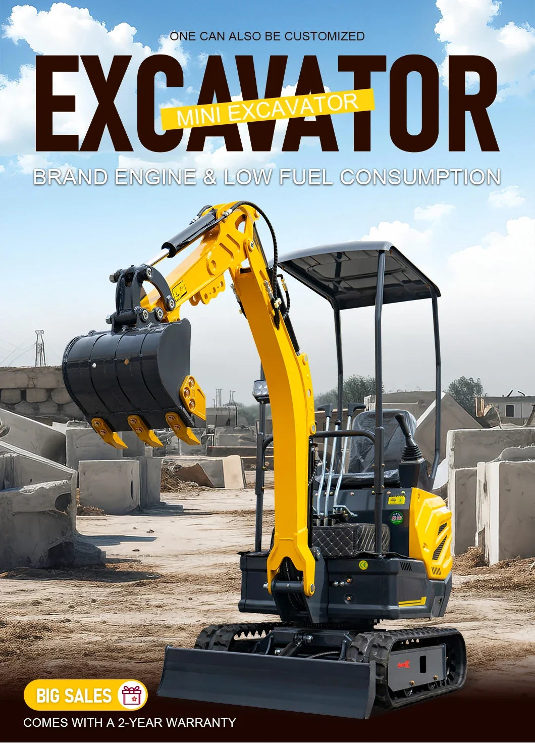 Customized 1.5ton Micro Mini Excavator Quick Start Stable Power Output Custom Color For Greenhouse & Small Farm Construction