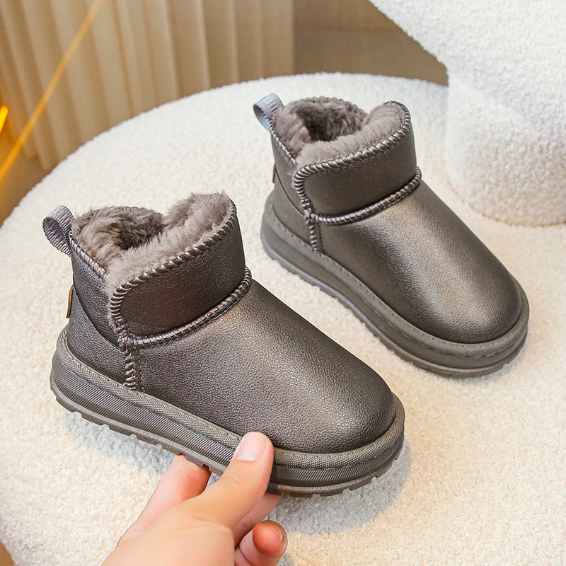2025 Winter Children Snow Boots Boys Girls Fashion Warm Thick Plush Waterproof Ankle  Anti-skid Kids Boots Classic Rubber Shoes