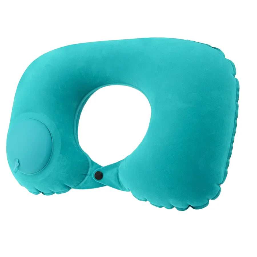 Portable Neck Pillow – Inflatable Flocking Travel Pillow