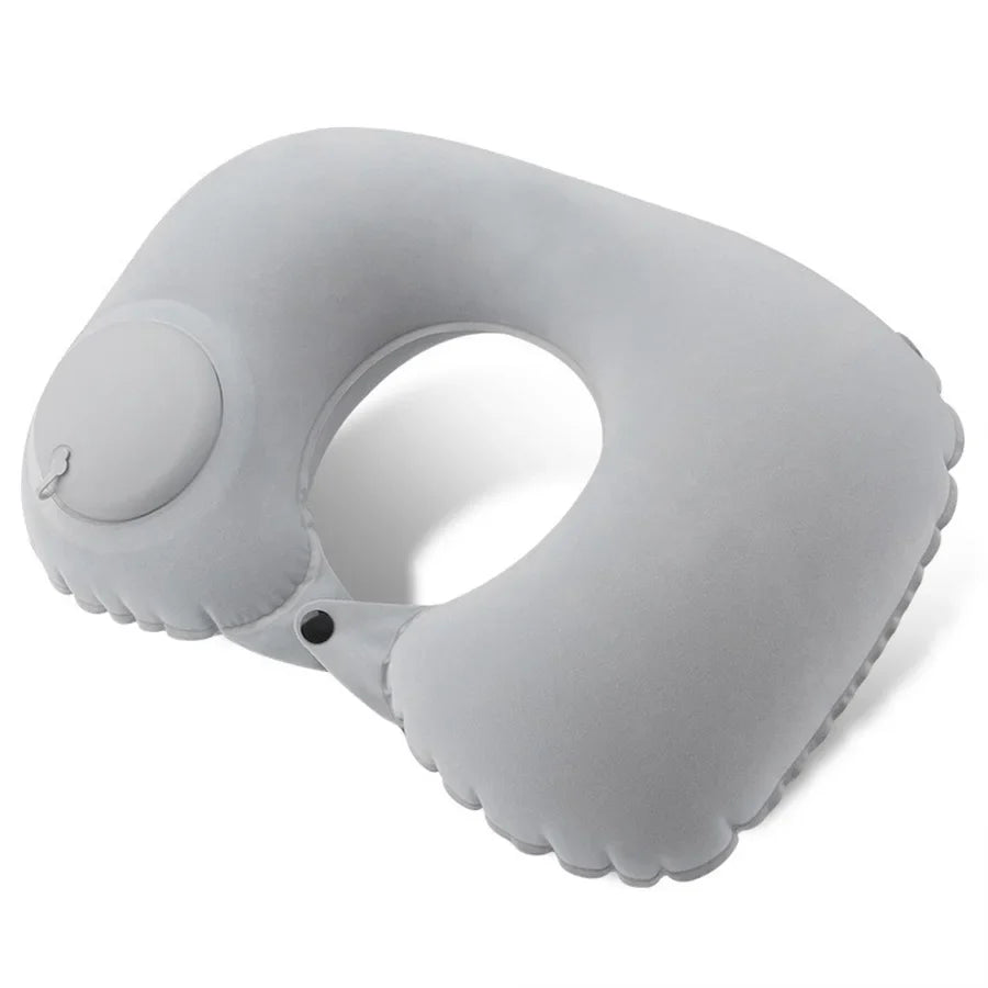 Portable Neck Pillow – Inflatable Flocking Travel Pillow