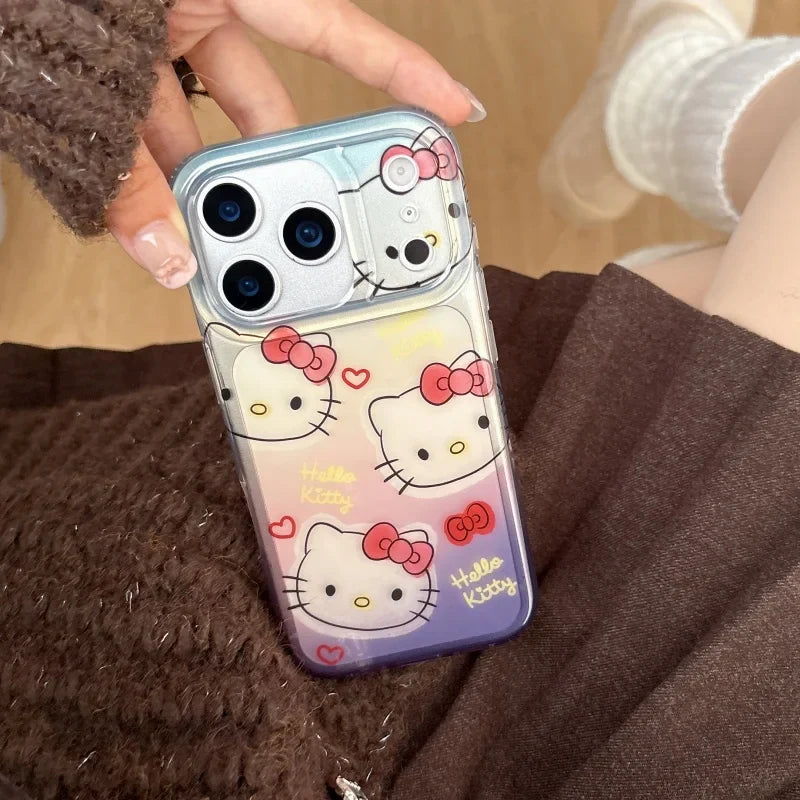 Cute Gradient Cartoon Love Hello Kitty Cat Phone Case For iPhone