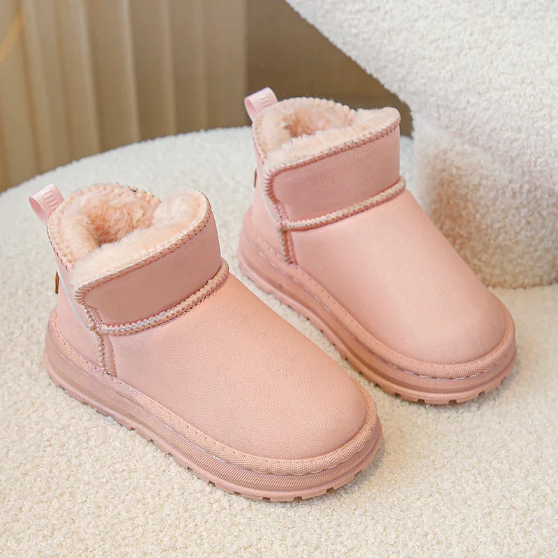 2025 Winter Children Snow Boots for Boys Girls Fashion Warm Thick Plush Ankle Boots Anti-skid Kids Boots Classic Rubber Shoes