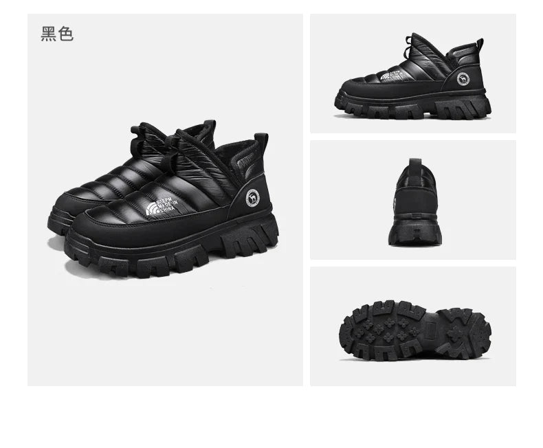 Winter Snow Boots, Men's Insulated Warm Cotton Boots, Anti-slip and Wear-resistant Hiking Shoes, Casual Outdoor Boots