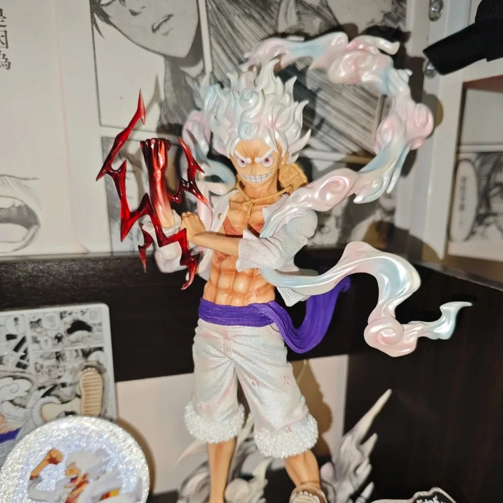 Gear 5 Monkey D. Luffy Anime Figure, One Piece Figure Nika Luffy Action Figurine PVC Statue 25 CM