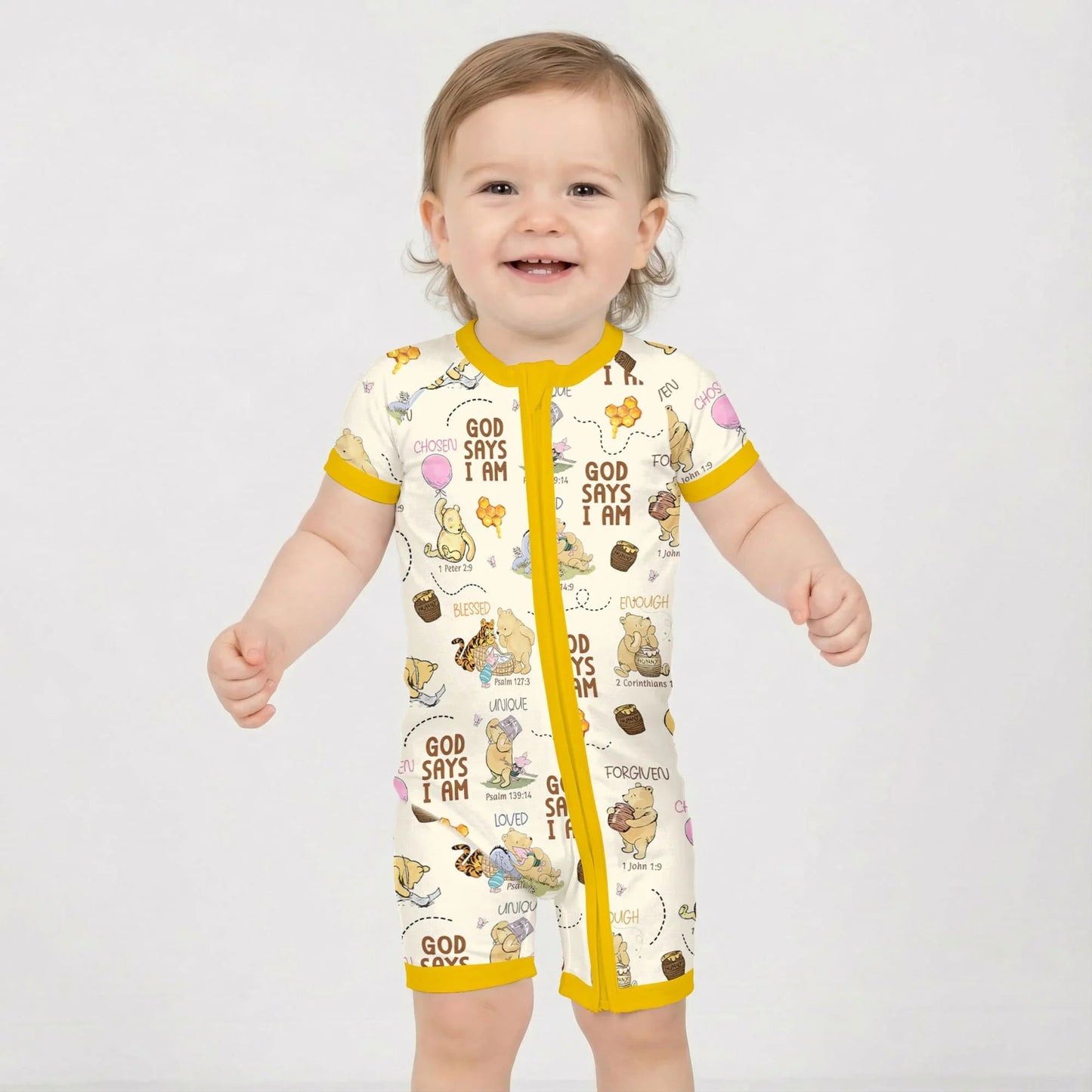 God Says I Am – Little Blessings Bamboo Shorty Zippy
