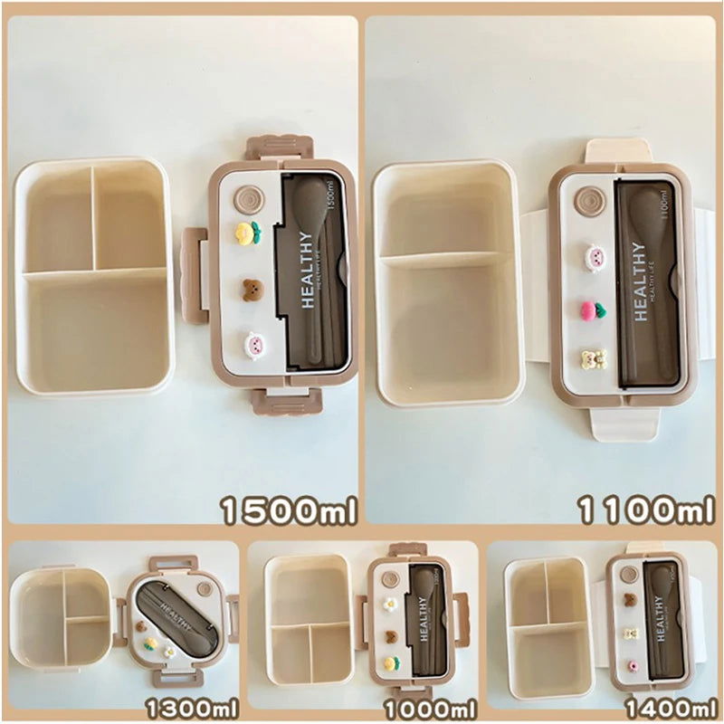 Simple Cute Portable Lunch Box, With Compartment & Microwave-Safe, Perfect for Work, School, or Picnics