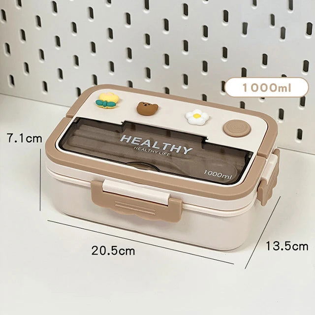 Simple Cute Portable Lunch Box, With Compartment & Microwave-Safe, Perfect for Work, School, or Picnics