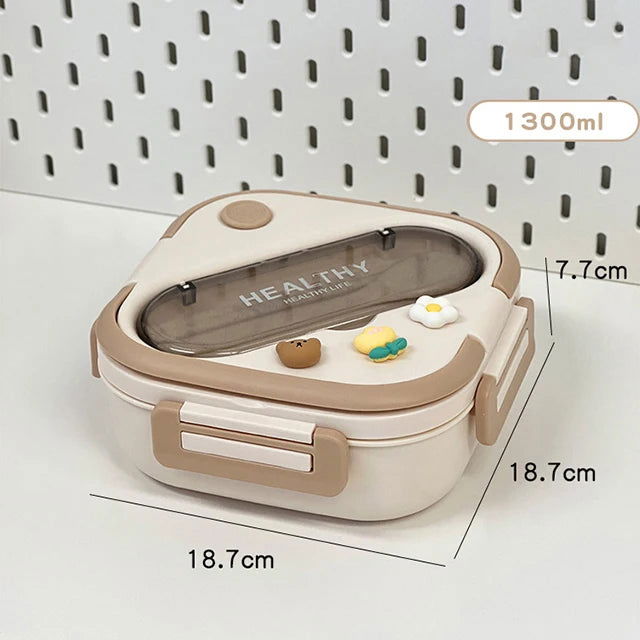 Simple Cute Portable Lunch Box, With Compartment & Microwave-Safe, Perfect for Work, School, or Picnics