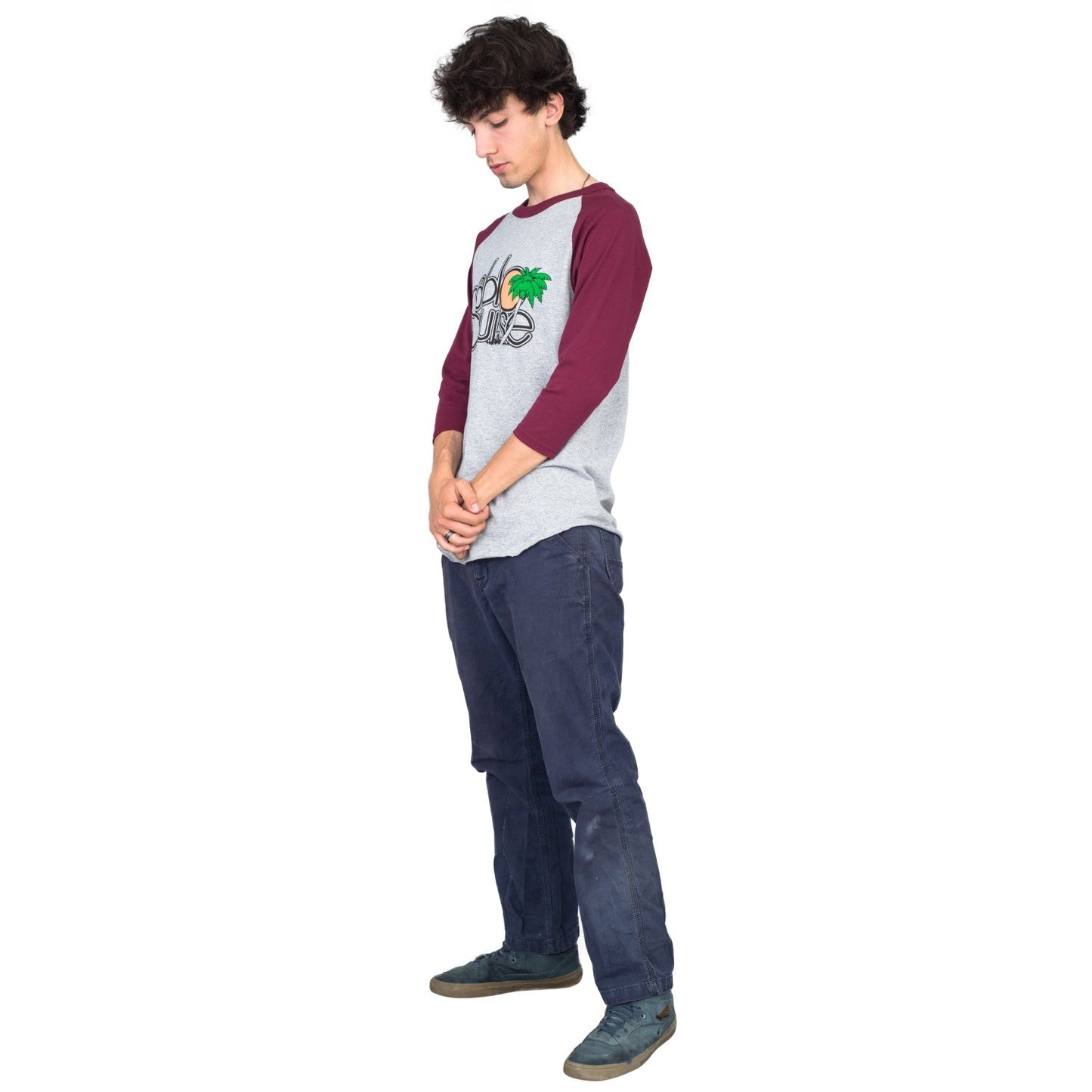 Step Bros Pablo Cruise Adult Gray and Maroon Raglan Funny Movie T-Shirt Tee