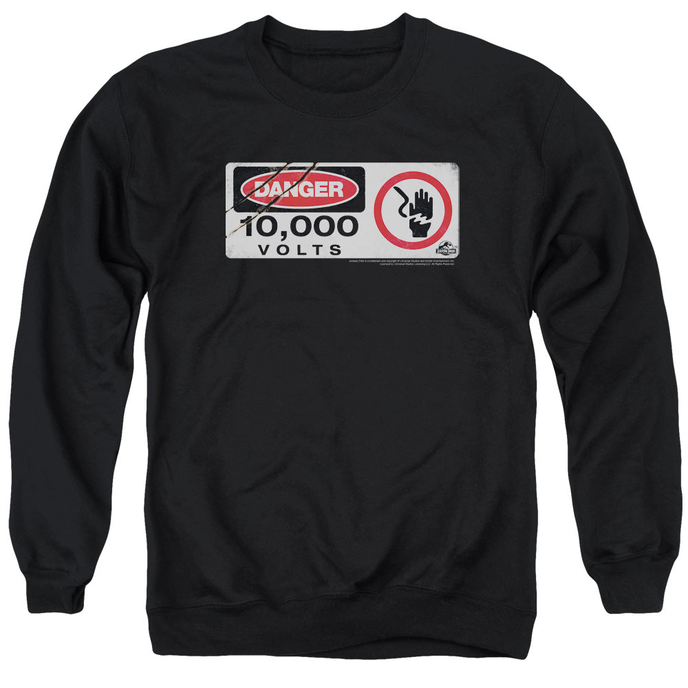 Jurassic Park Electric Fence Sign Mens Crewneck Sweatshirt Black