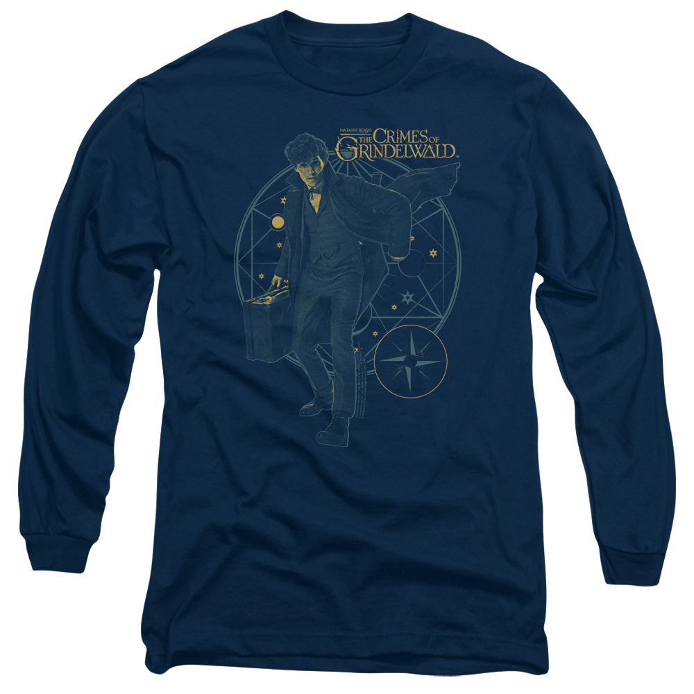 Fantastic Beasts 2 Suitcase Mens Long Sleeve Shirt Navy Blue Officially Licensed