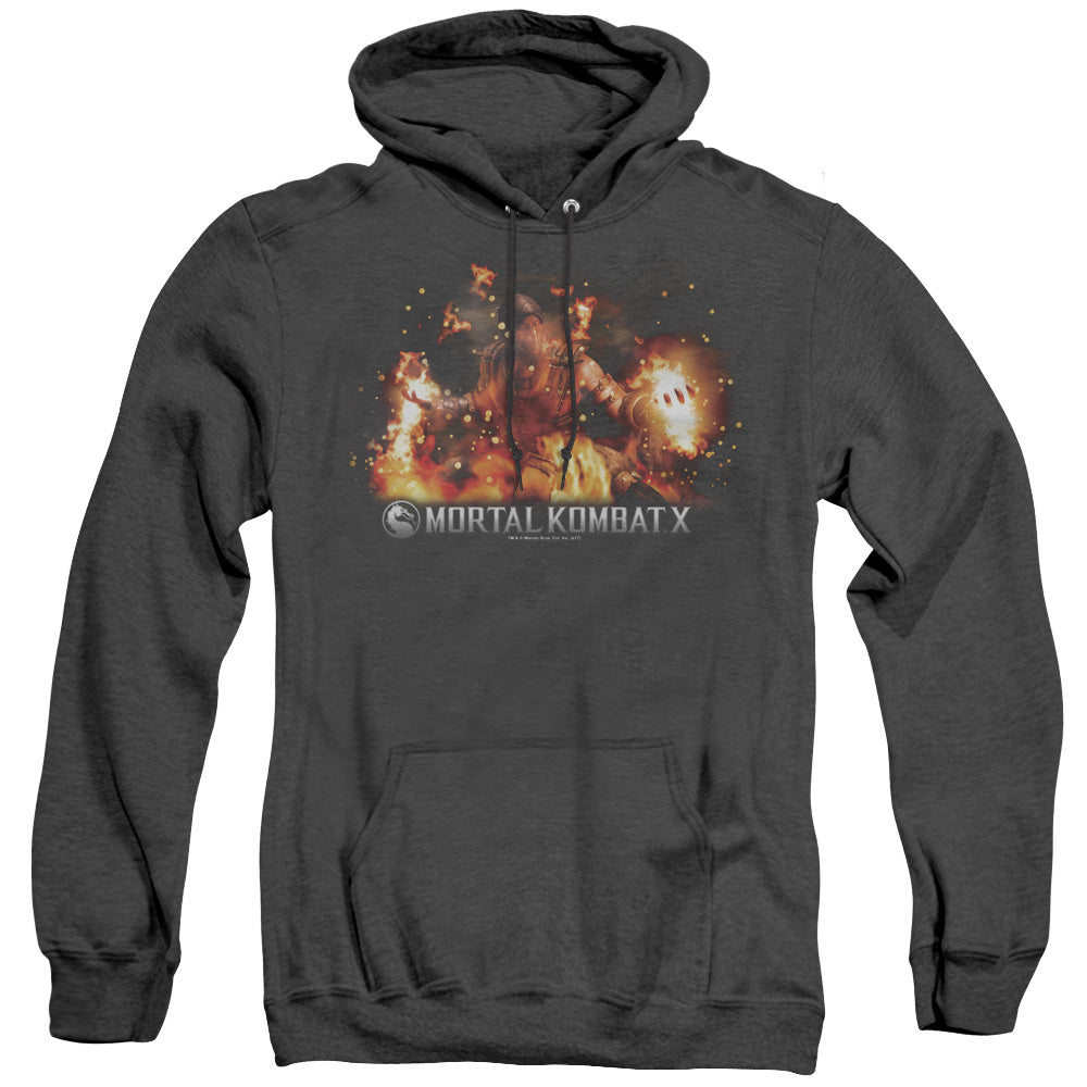 Mortal Kombat X Scorpio Flames Mens Heather Hoodie Black Officially Licensed