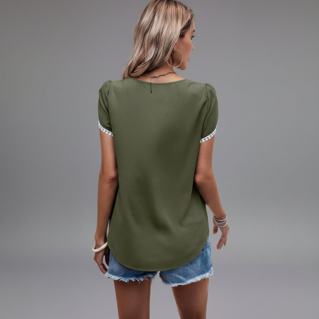 Puff Sleeve Mock Tee