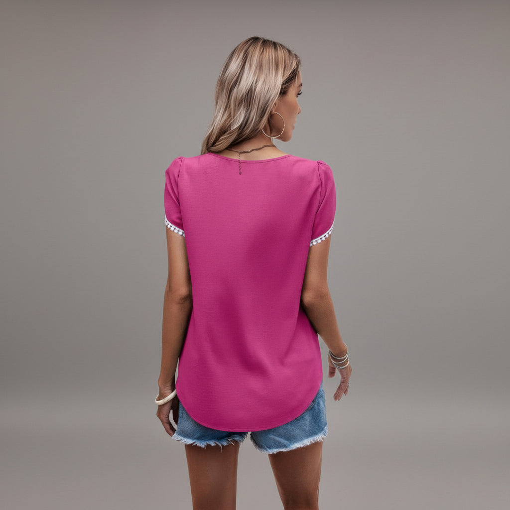 Puff Sleeve Mock Tee