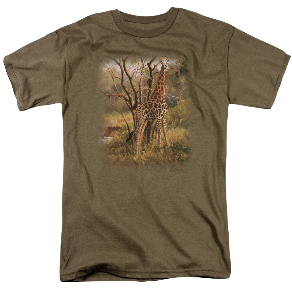 Wildlife Giraffe Mens T Shirt Safari Green Officially Licensed