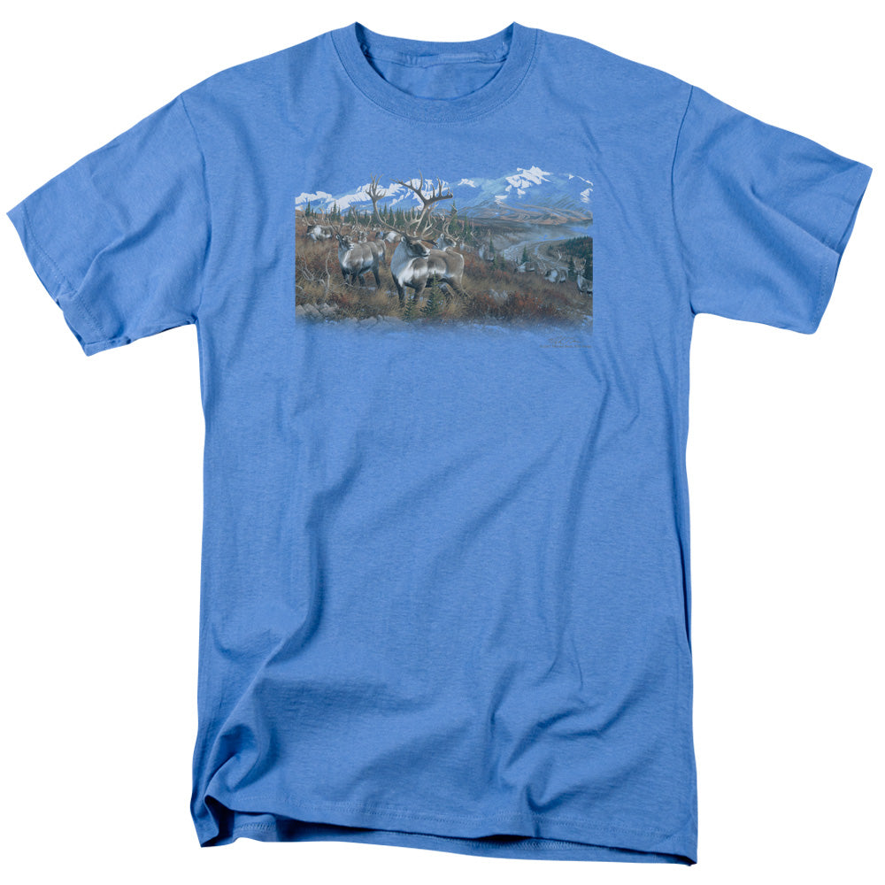 Wildlife Caribou Mens T Shirt Carolina Blue Officially Licensed
