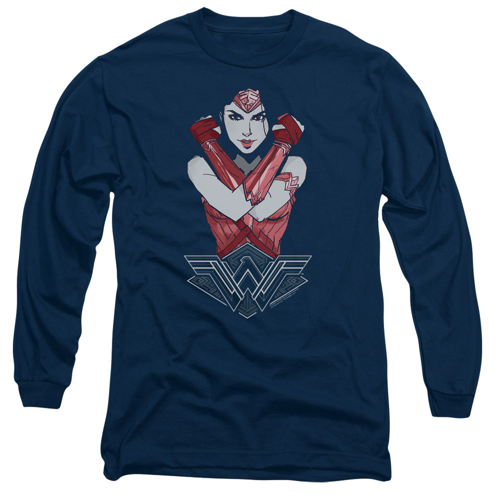 Wonder Woman Movie Amazon Mens Long Sleeve Shirt Navy Officially Licensed