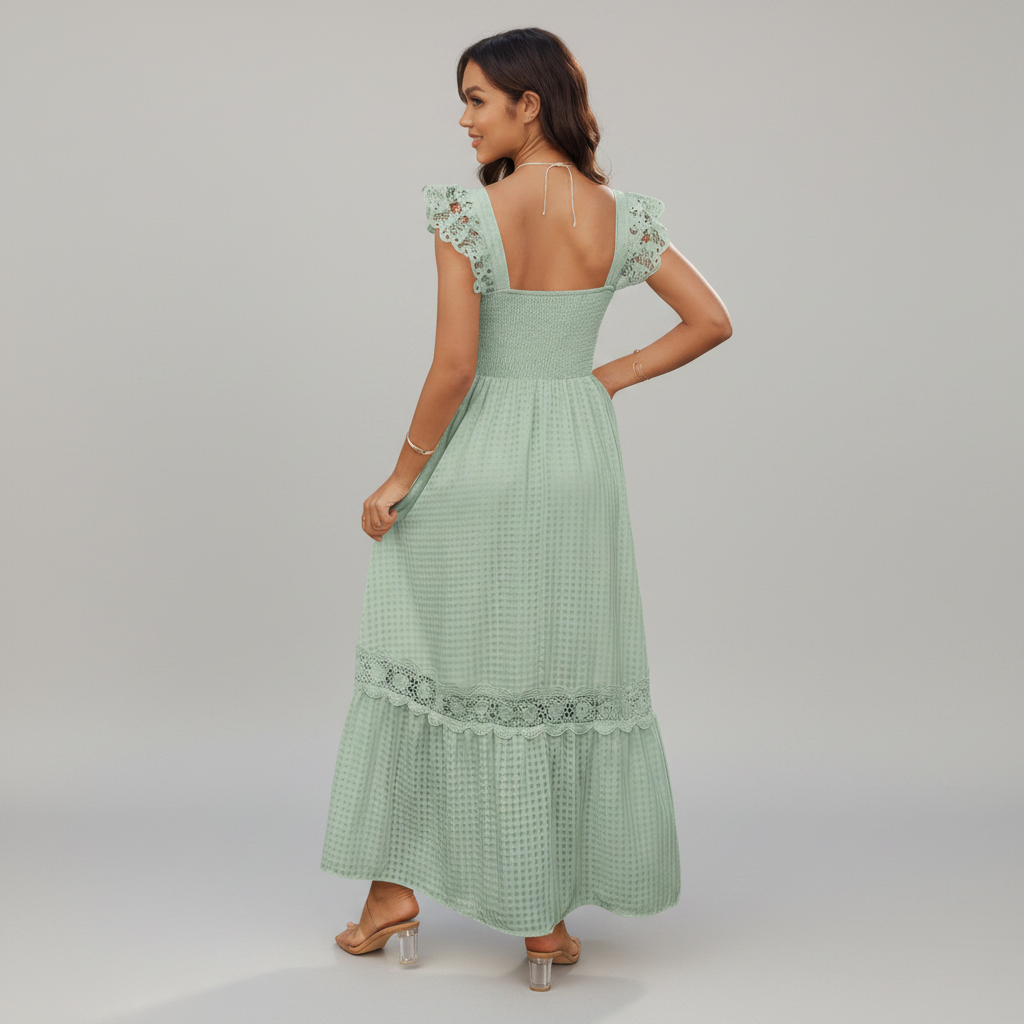 Lace Patchwork Sleeveless Dress