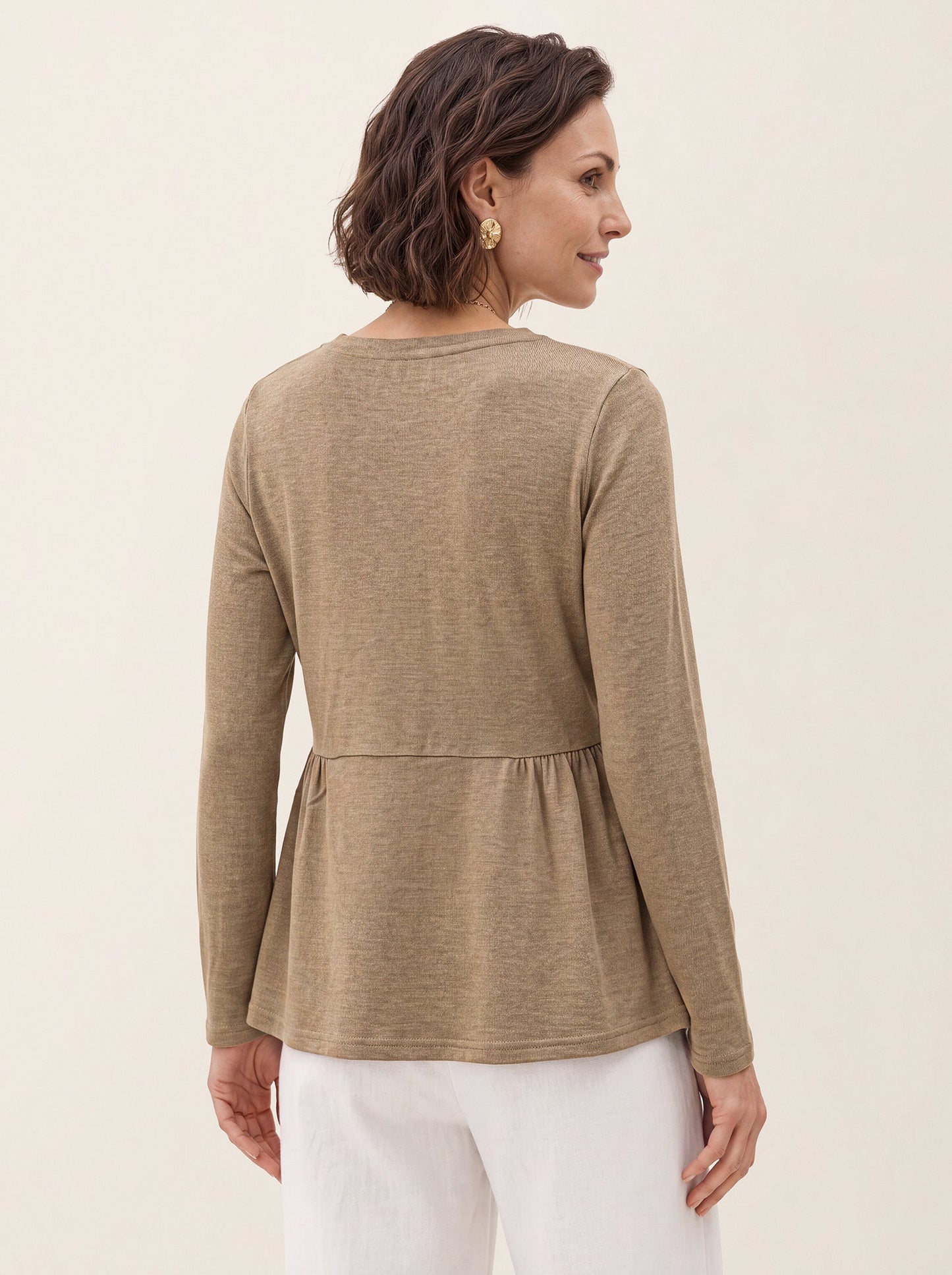 Wool Diagonal Seam Peplum Knit Top ROSINA