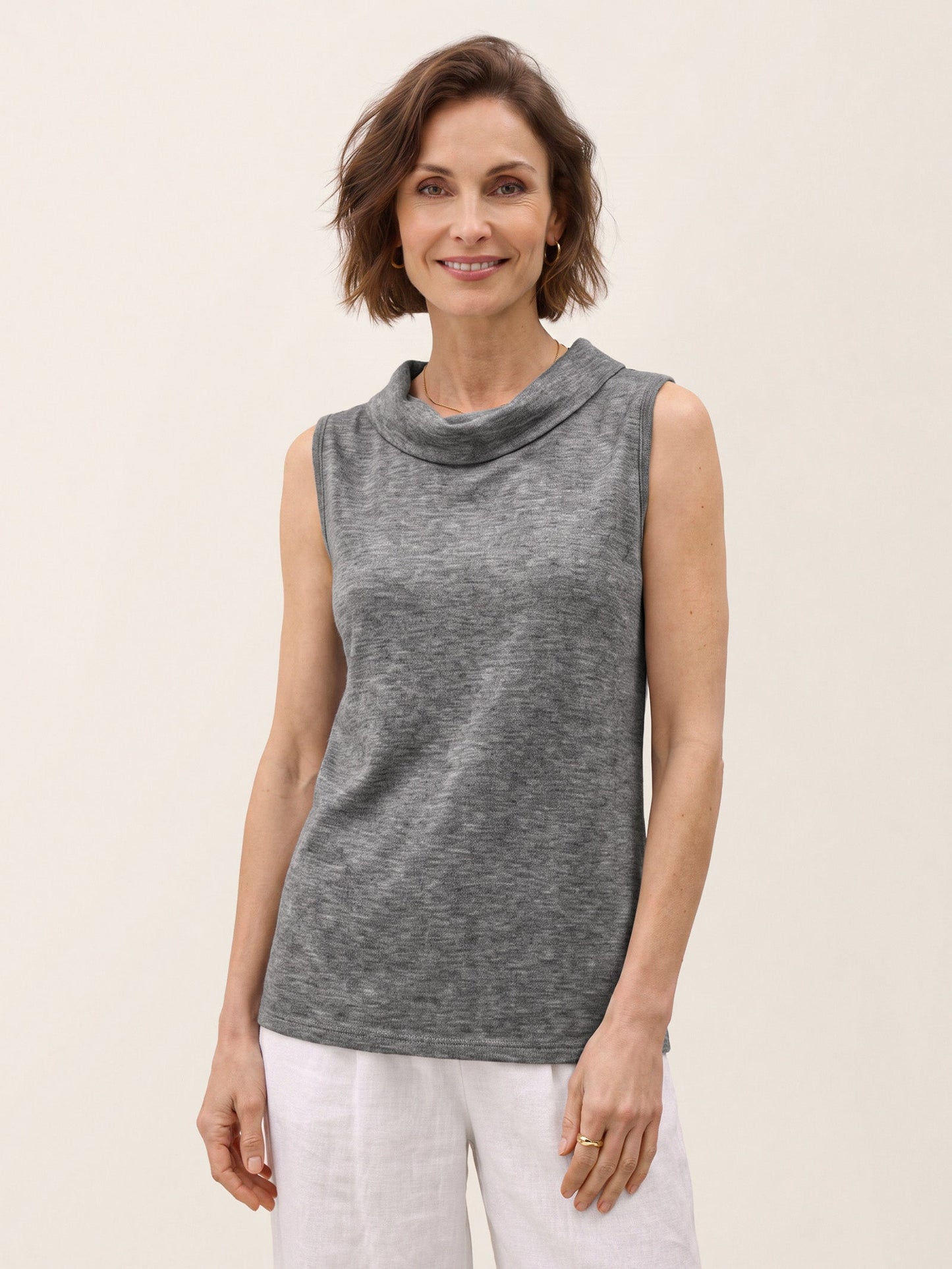 Wool Draped Collar Sleeveless Knit Top NADINE