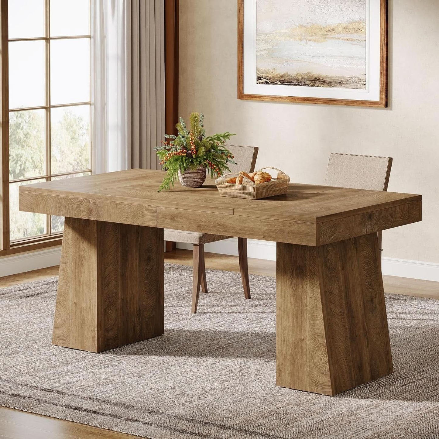 55 Inch Yellow Dining Table For Kitchen And Dining